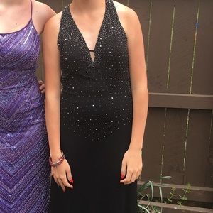 Black Open Back Prom Dress